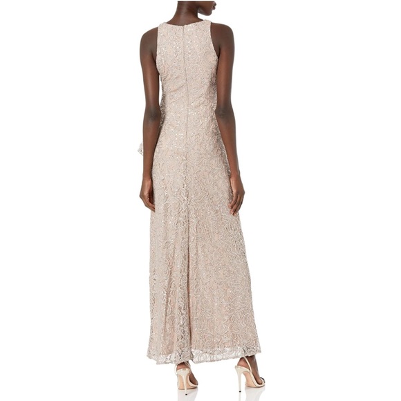 Alex Evenings Womens Long Sleeveless Cascade Ruffle Dress & Front Slit sz 12P - Picture 2 of 15